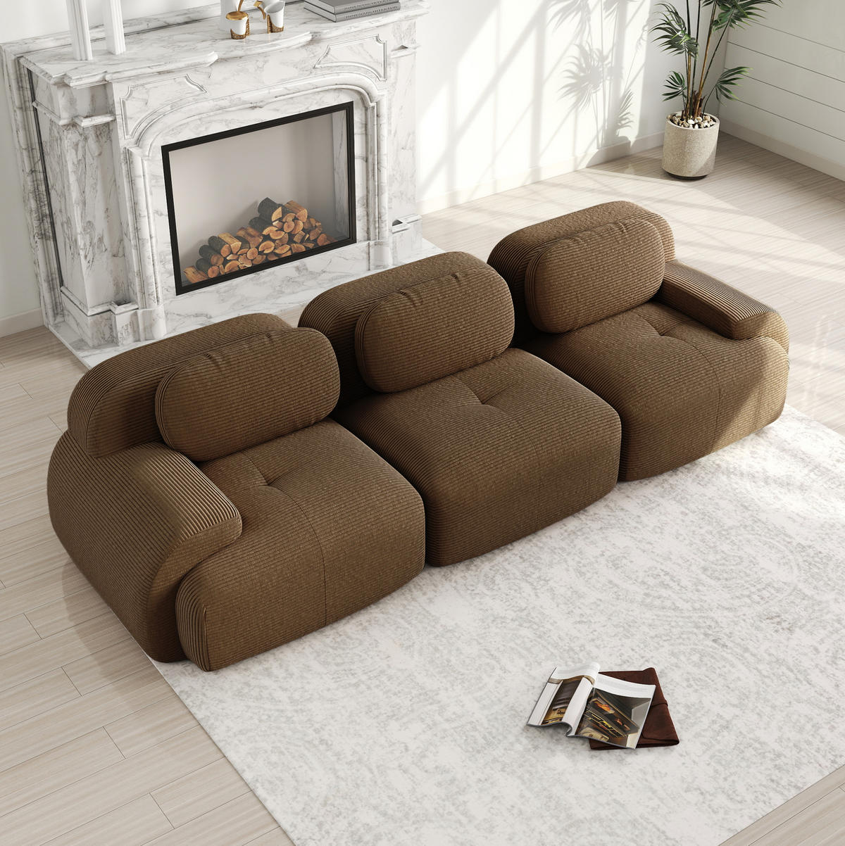 SOFA modular rahmenlos Cord Brown - Braun, Textil (298/75/103cm) - IVMEU
