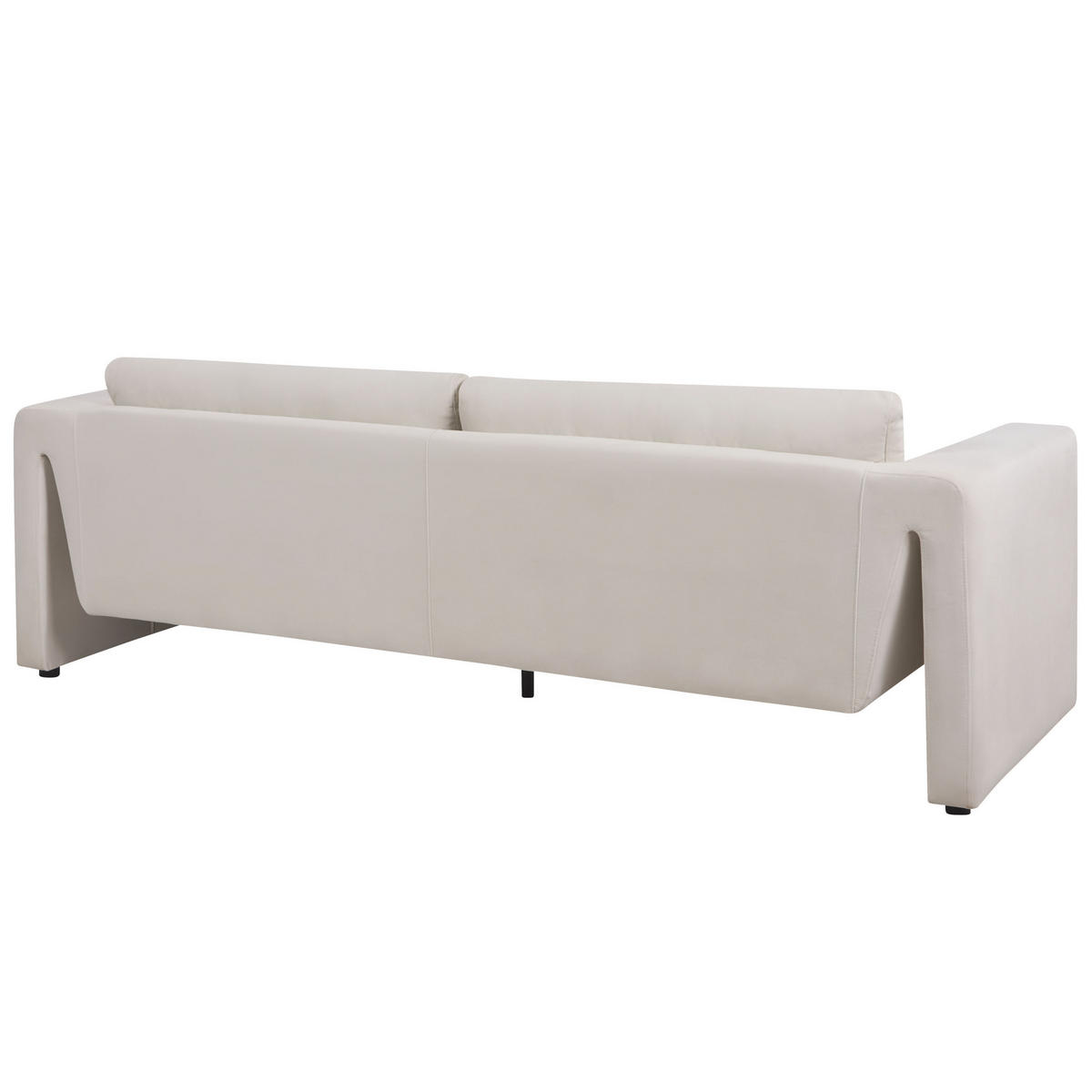 3-SITZER-SOFA Samtstoff hellbeige Maunu - Beige/Schwarz, Textil (237/76/83cm) - Beliani