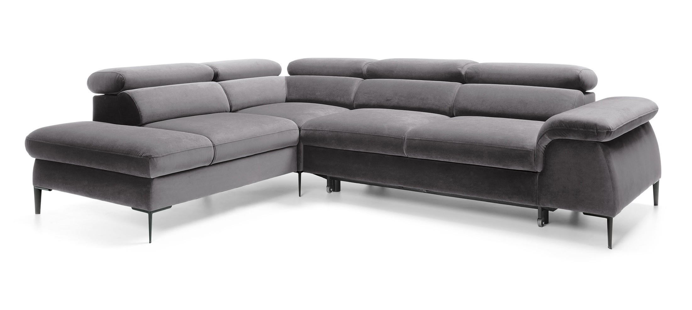 SCHLAFSOFA 280 cm Amaro L mit verstellbaren Kopfstützen, Links, Grau - Grau, Holz (280/214cm) - Emporius