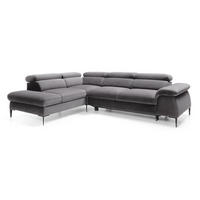 SCHLAFSOFA 280 cm Amaro L mit verstellbaren Kopfstützen, Links, Grau - Grau, Holz (280/214cm) - Emporius