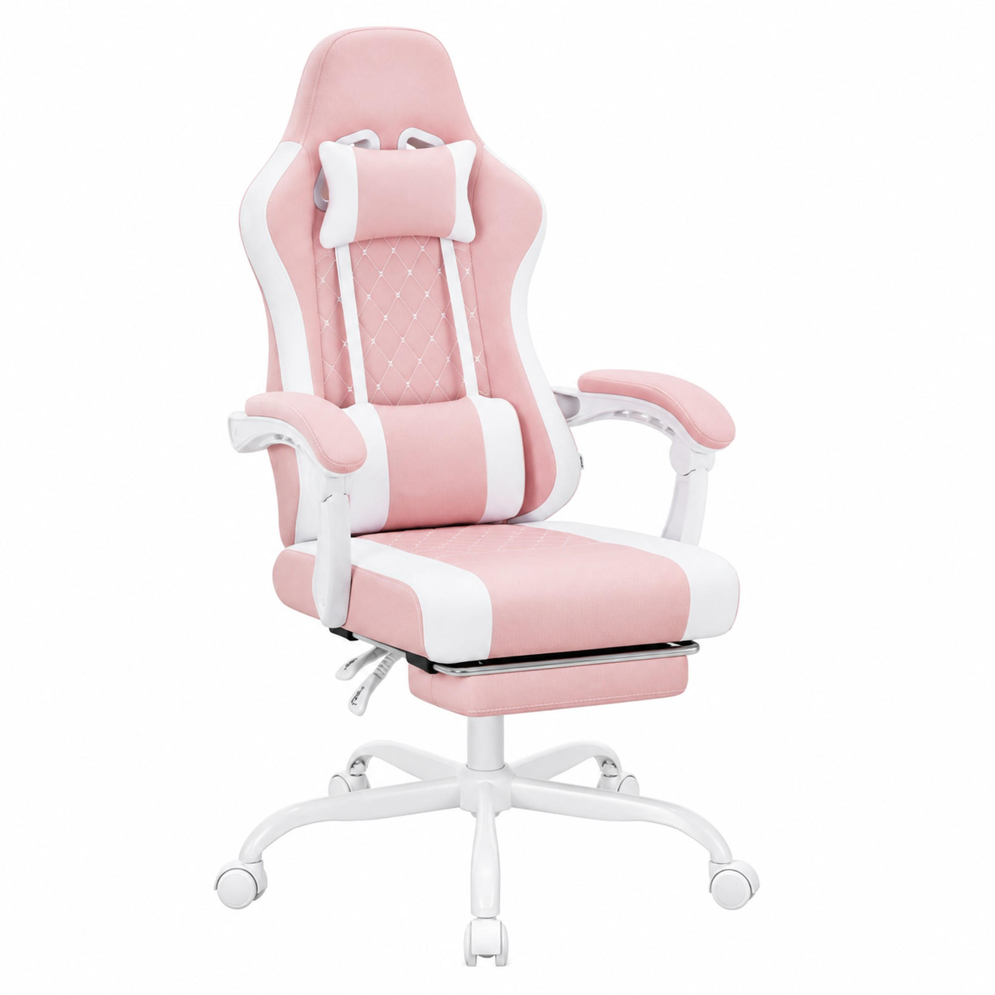 BÜROSTUHL mit Massagefunktion höhenverstellbar Mesh-Stoff Pink Weiß - Pink, Metall (70/127/70cm) - Meubliv