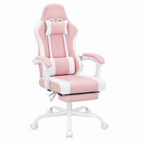 BÜROSTUHL mit Massagefunktion höhenverstellbar Mesh-Stoff Pink Weiß - Pink, Metall (70/127/70cm) - Meubliv