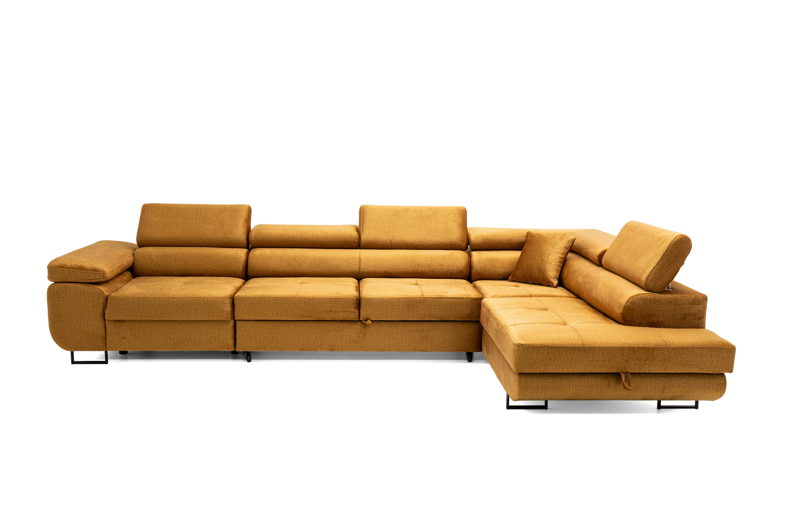 ECKSOFA WILD MAXI Rechts Golden - Chromfarben/Goldfarben, Holz/Textil (203/350cm) - Muffo