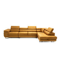 ECKSOFA WILD MAXI Rechts Golden - Chromfarben/Goldfarben, Holz/Textil (203/350cm) - Muffo