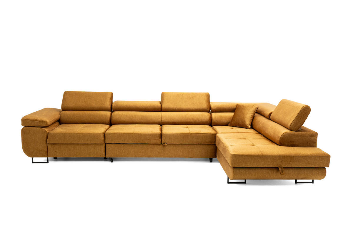 ECKSOFA WILD MAXI Rechts Golden - Chromfarben/Goldfarben, Holz/Textil (203/350cm) - Muffo