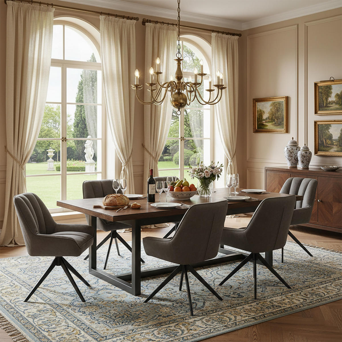 DREHSTUHL Mika-Zoe 2er-Set - Taupe/Schwarz, Textil/Metall (60/88/68cm) - DUBI Möbel