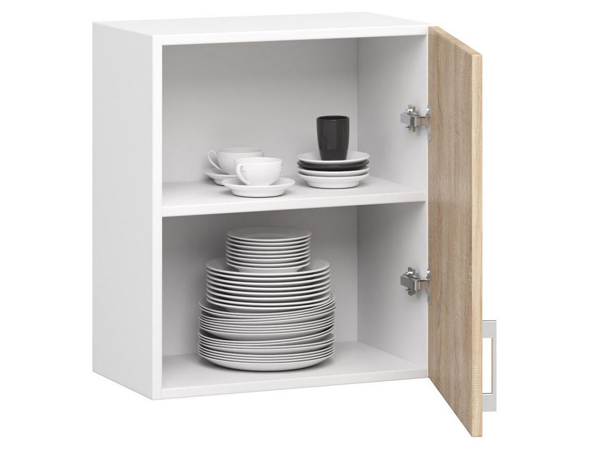 KÜCHENSCHRANK Weiß, Sonoma Eiche 30.5x50x58cm - Silberfarben/Weiß, Holzwerkstoff/Kunststoff (50/58/30.5cm) - Akord