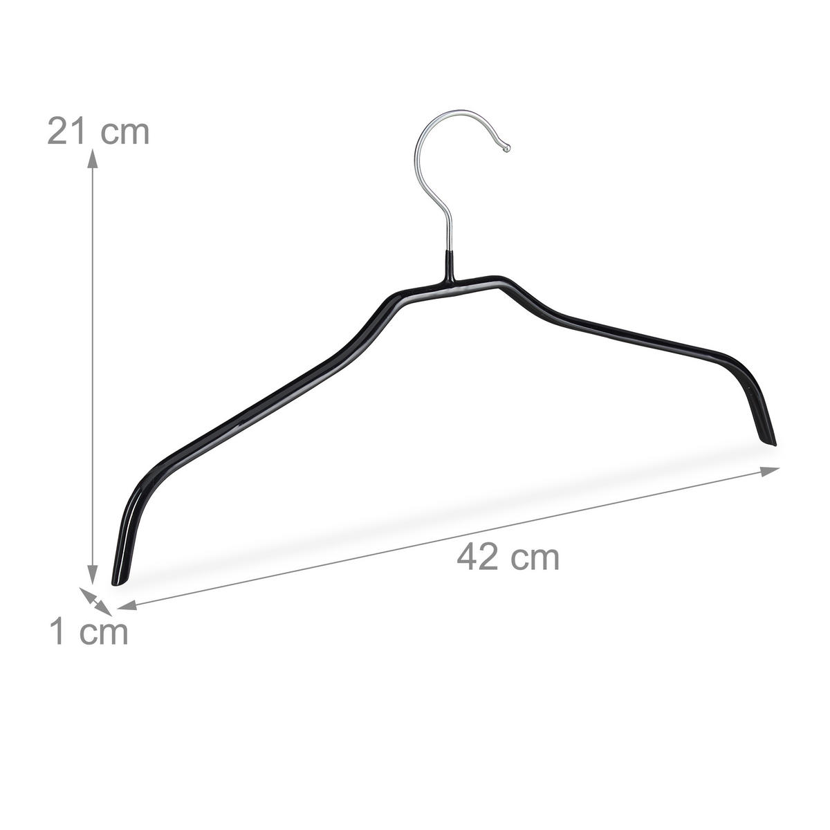 SÚPRAVA vešiakov - čierna, kov/plast (1cm) - Relaxdays