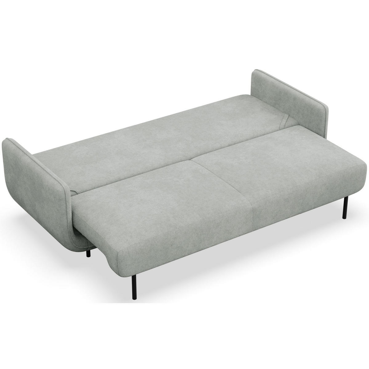 SCHLAFSOFA Ovals Hellgrau - Hellgrau/Schwarz, Textil/Metall (236/95/96cm) - Selsey