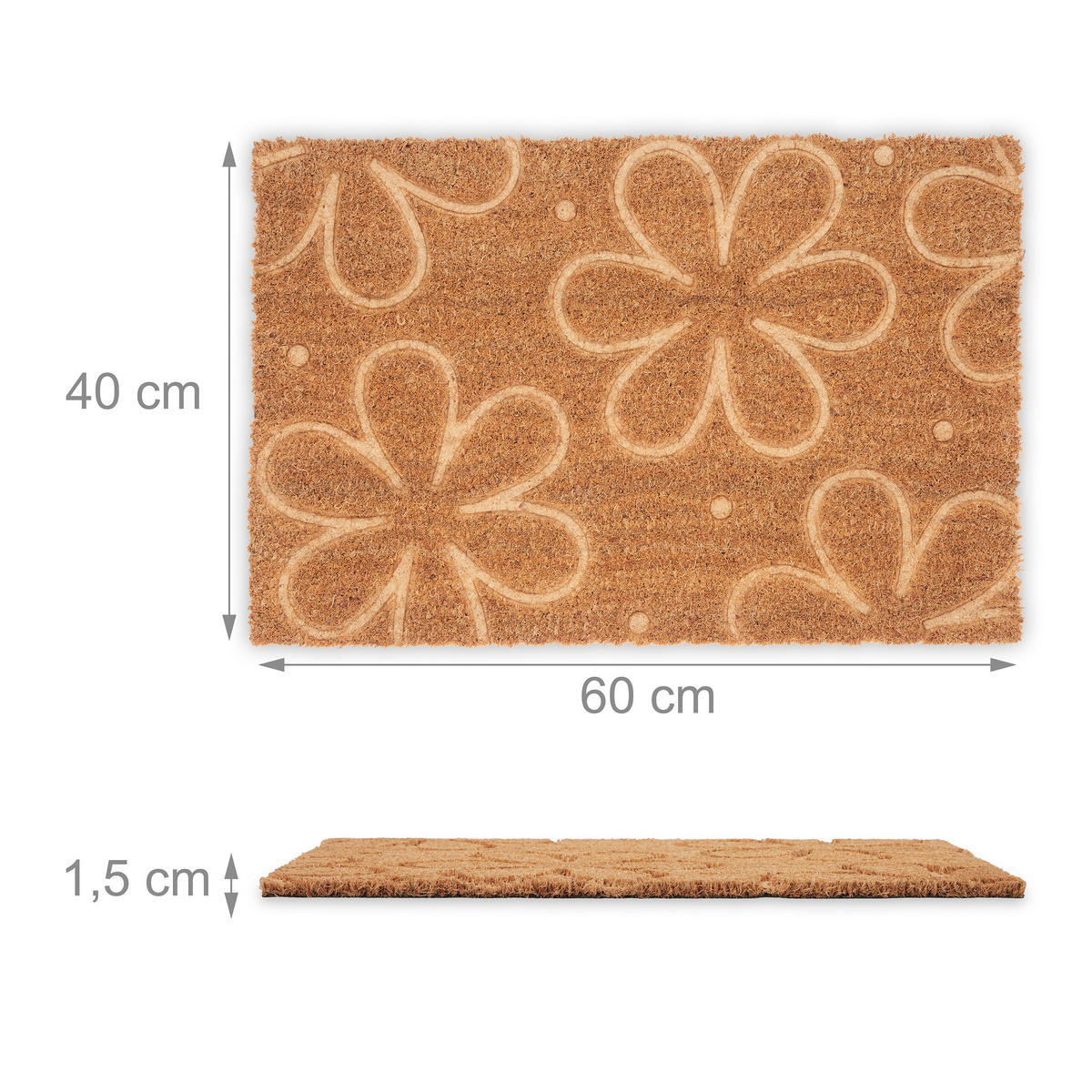 FUSSMATTE - Hellbraun, Kunststoff/Textil (60/40cm) - Relaxdays