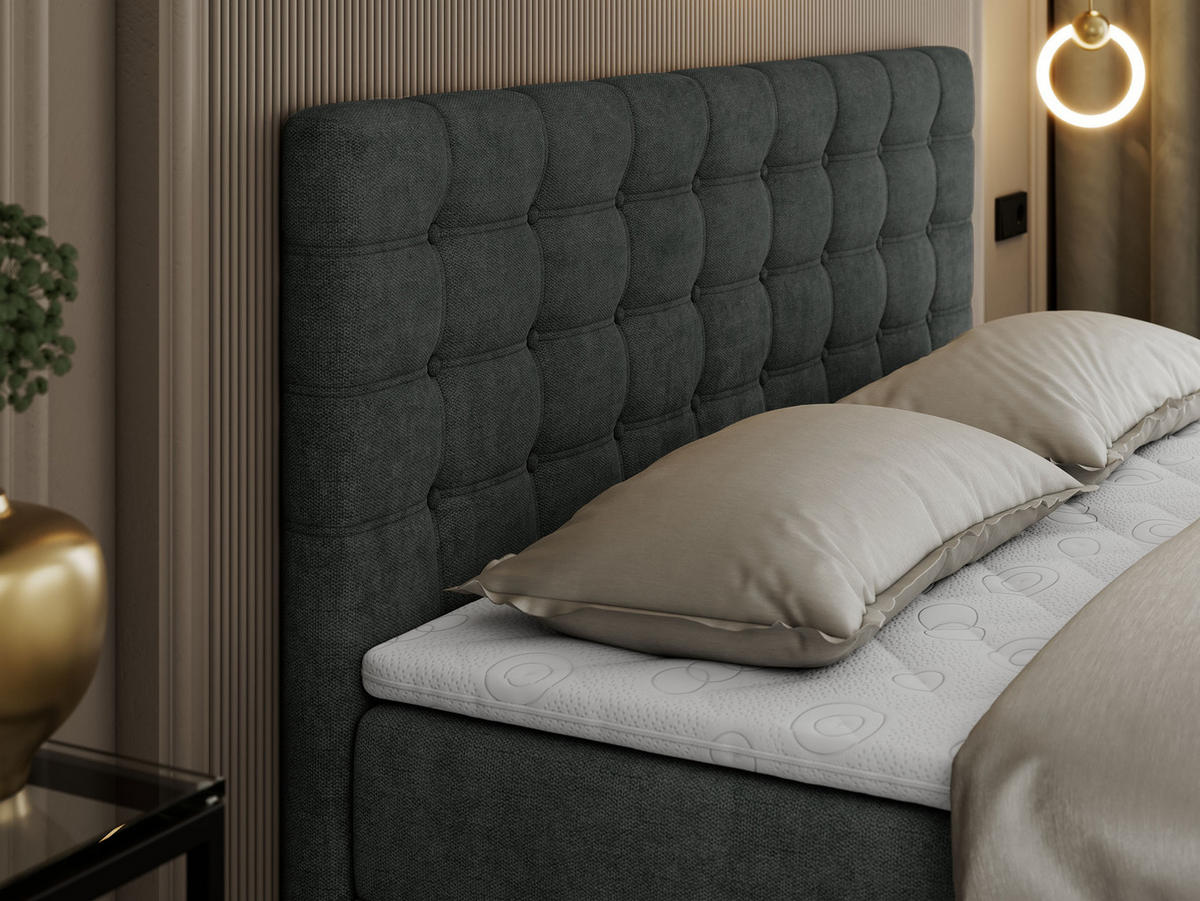 BOXBETT SUSAN 120/200 Dunkelgrau Struktur - H3 - Dunkelgrau, Holz/Textil (120/200cm) - MKS
