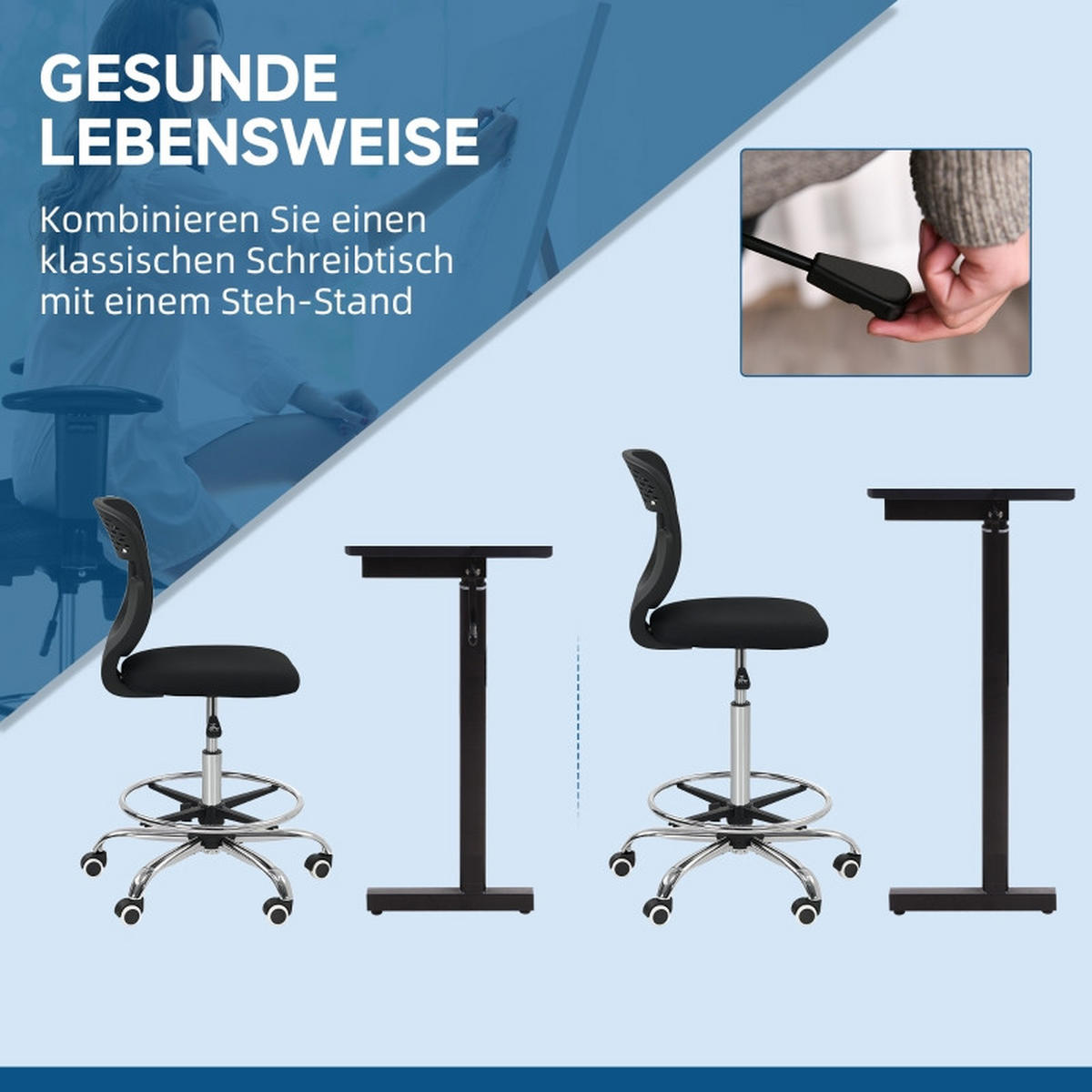 BÜROSTUHL, höhenverstellbarer Sitz 68–88 cm, gepolstert, 59/59/106–126 cm, schwarz - Schwarz, Kunststoff (59/126/59cm) - Redom