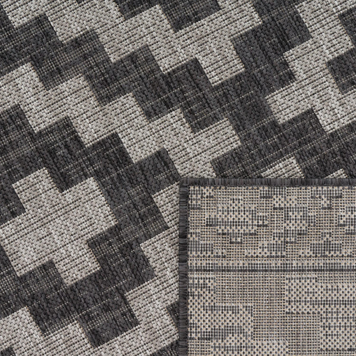 TEPPICH Kurzflor Rauten Wohnzimmer schmutzabweisend Grau Rechteckig 160x220 - Grau, Textil (160/220cm) - KADIMA DESIGN