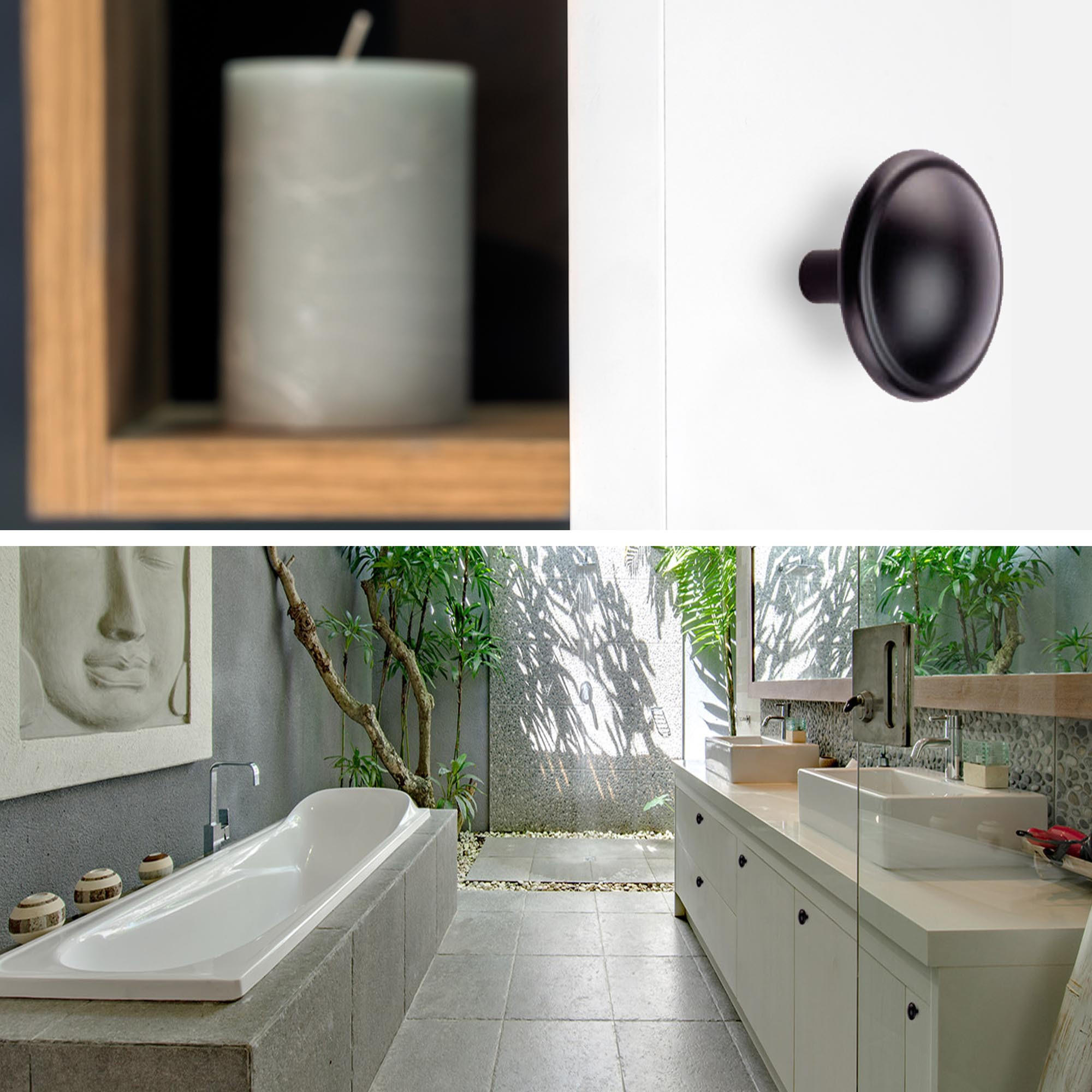 Thumbnail - Emuca Möbelknopf, Schwarz, Kunststoff, 3.2x3x3.2 cm, Schlafzimmer, Kleiderschränke, Schrankzubehör