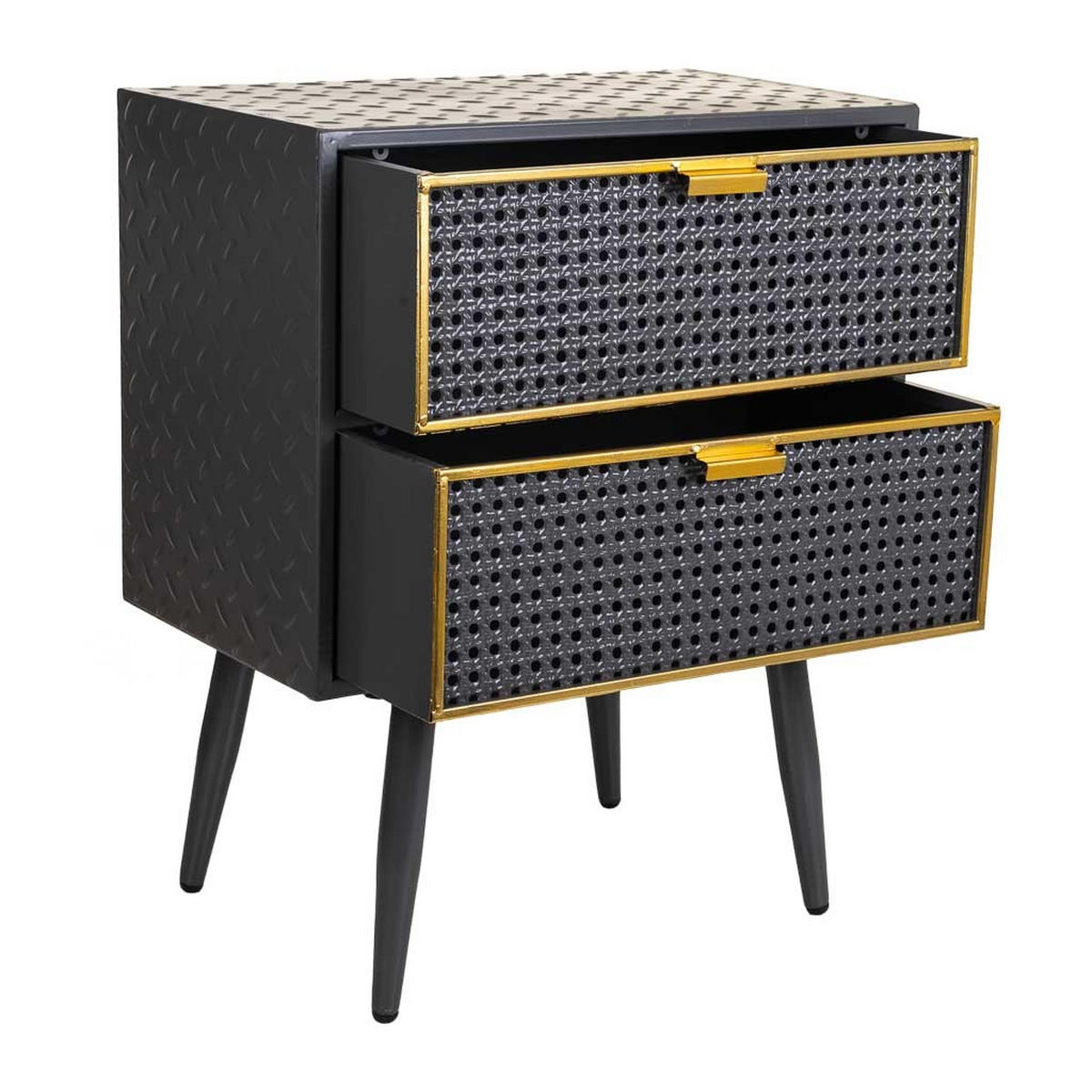 NACHTTISCH aus Metall, schwarz, 50x30x62cm - Grau, Metall (50/62/30cm) - Wanderlust