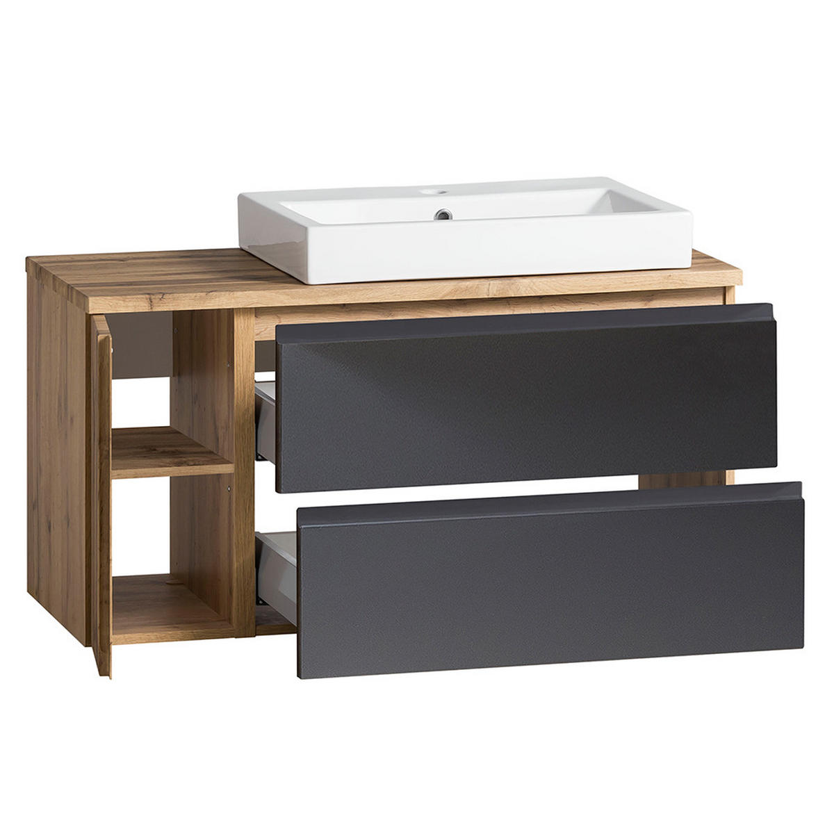 BADMÖBEL-SET 4-TLG. Vasto-03 - Grau, Holzwerkstoff (185/200/47cm) - Lomado