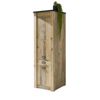 HOCHSCHRANK Used Wood hell, anthrazit 62 cm, Küchenschrank mit Soft-Close - Anthrazit/Schwarz, Holzwerkstoff/Metall (62/201/64cm) - Furn.Design