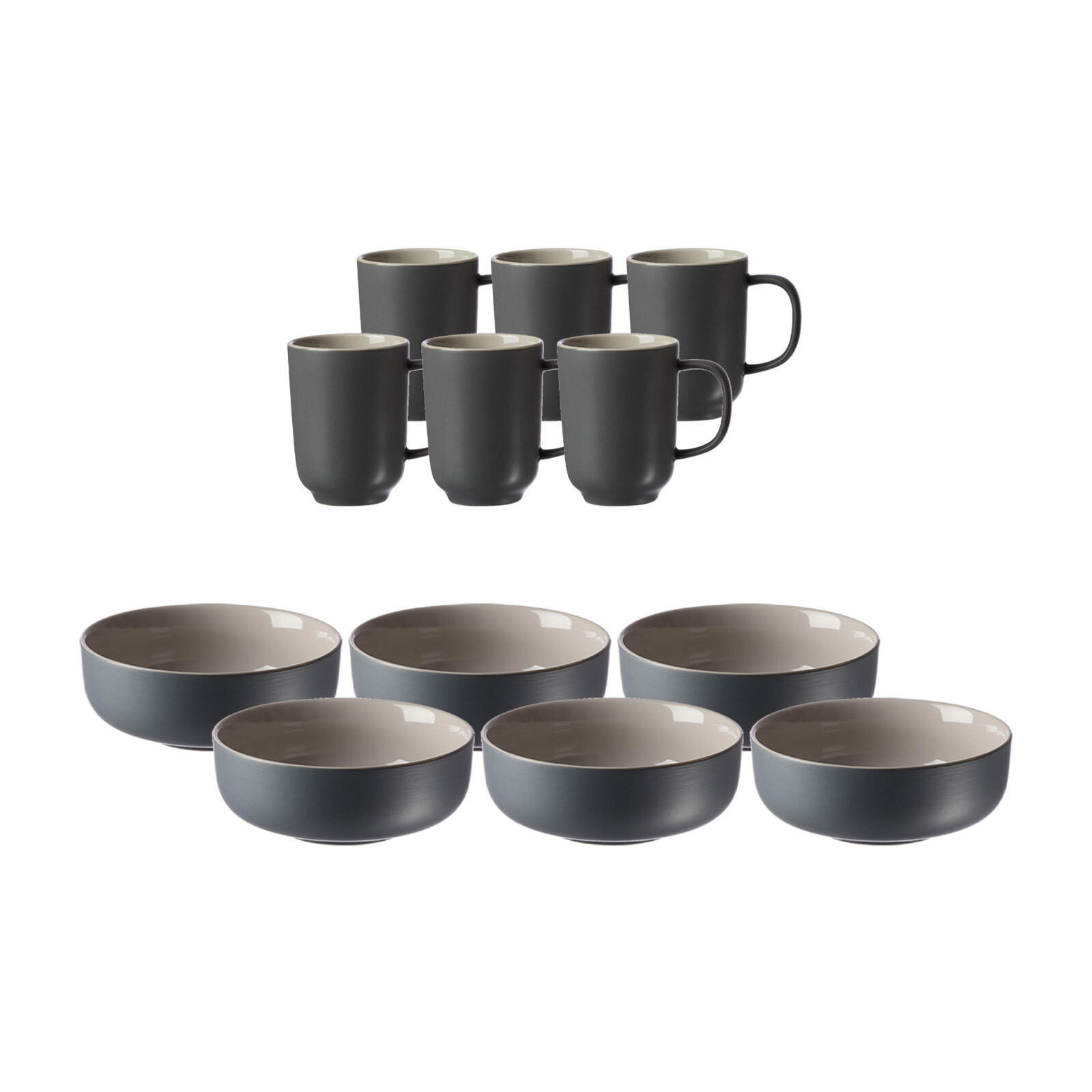 BRUNCHSET Jasper grau 12er Set - Grau, Keramik (1/1/1cm) - Ritzenhoff Breker