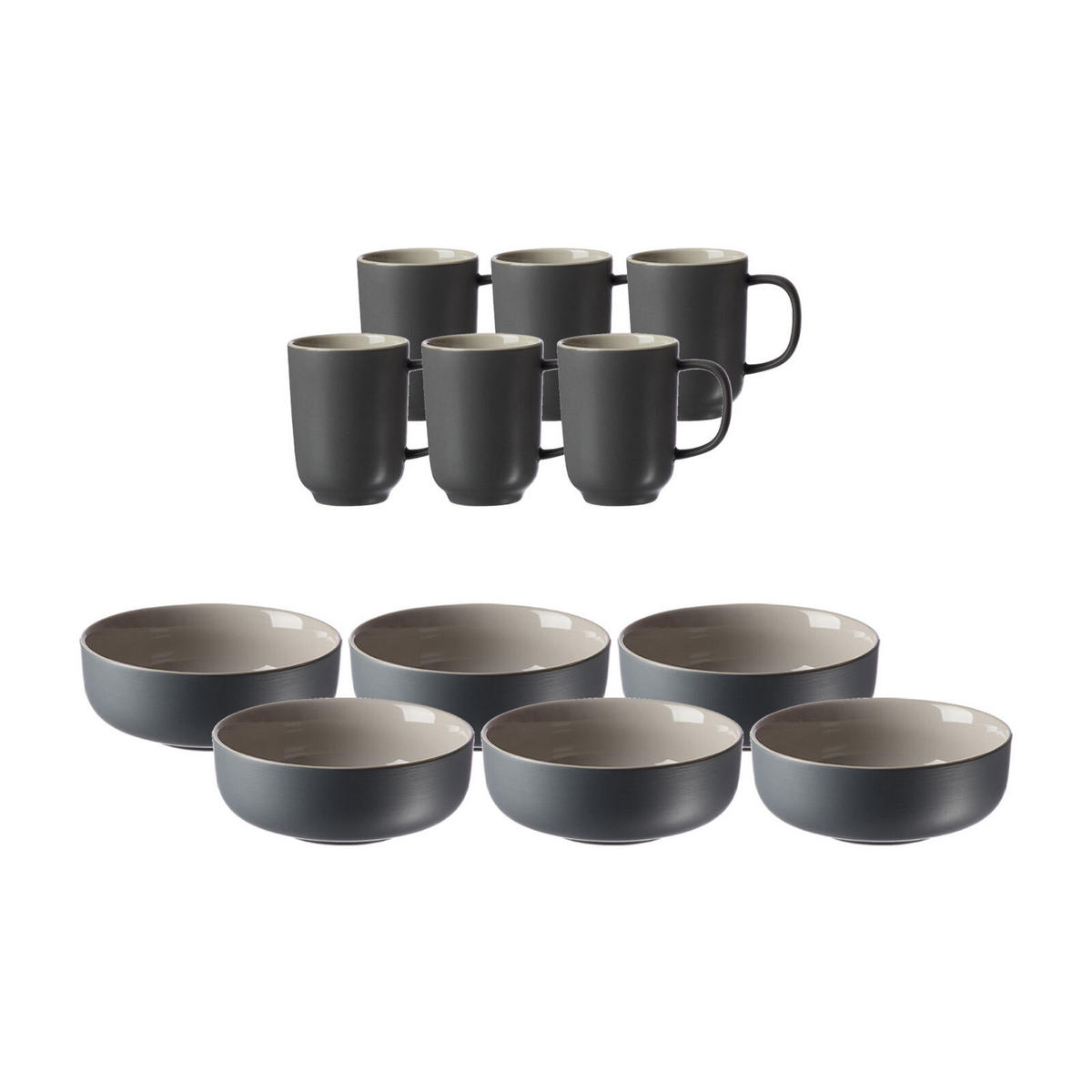 BRUNCHSET Jasper grau 12er Set - Grau, Keramik (1/1/1cm) - Ritzenhoff Breker
