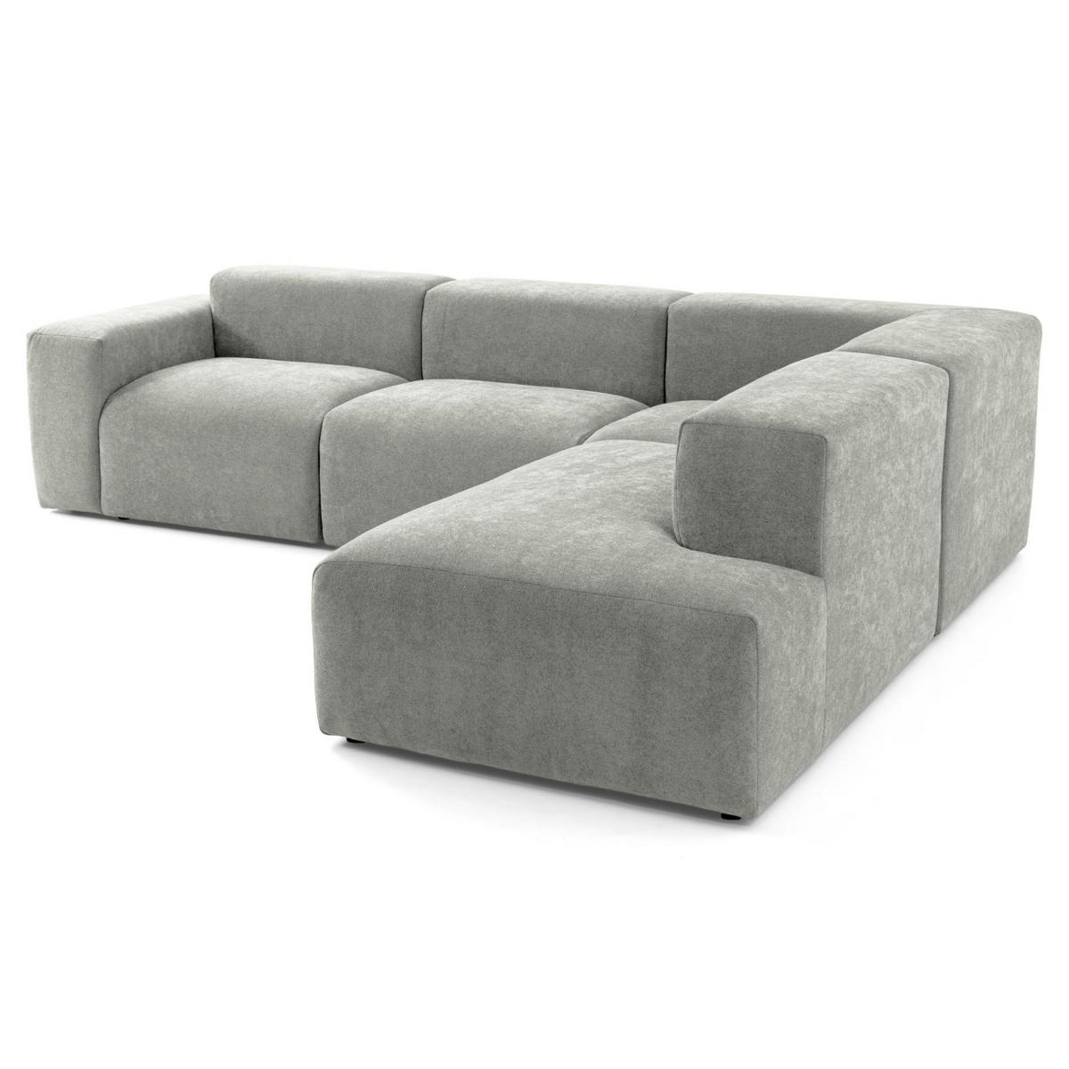 4-SITZER modulares Ecksofa HEAVEN SET 2 Rechts, Breite 300 cm Webstoff Grau - Schwarz/Grau, Holz/Kunststoff (245/300cm) - Muffo