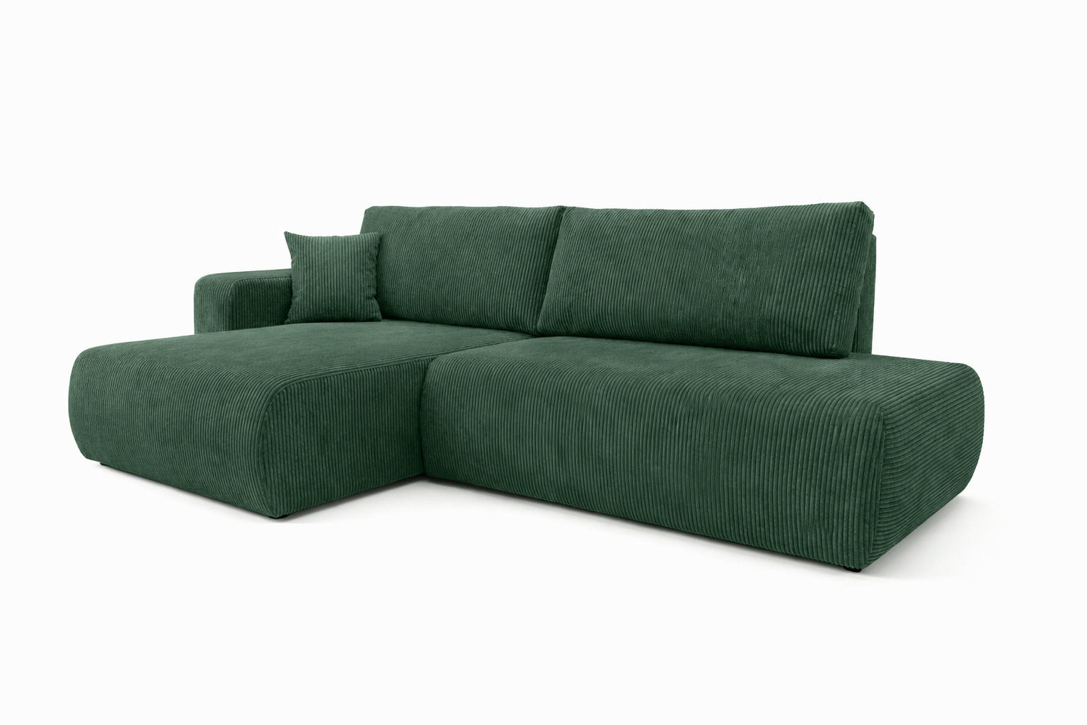 ECKSOFA Mit Schlaffunktion Und Bettkasten, Cordstoff Poso, Grün, Links, OPEN XL - Grün, Holz (262/145cm) - Kaiser Möbel