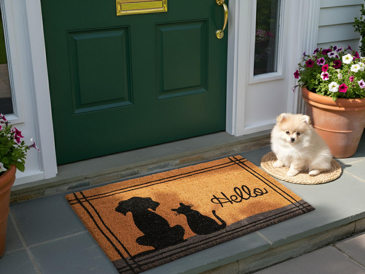 FUSSMATTE Naturfarben 60/90 cm Katze Hund Kokosfasern Maragang - Naturfarben, Textil (60/90cm) - Beliani