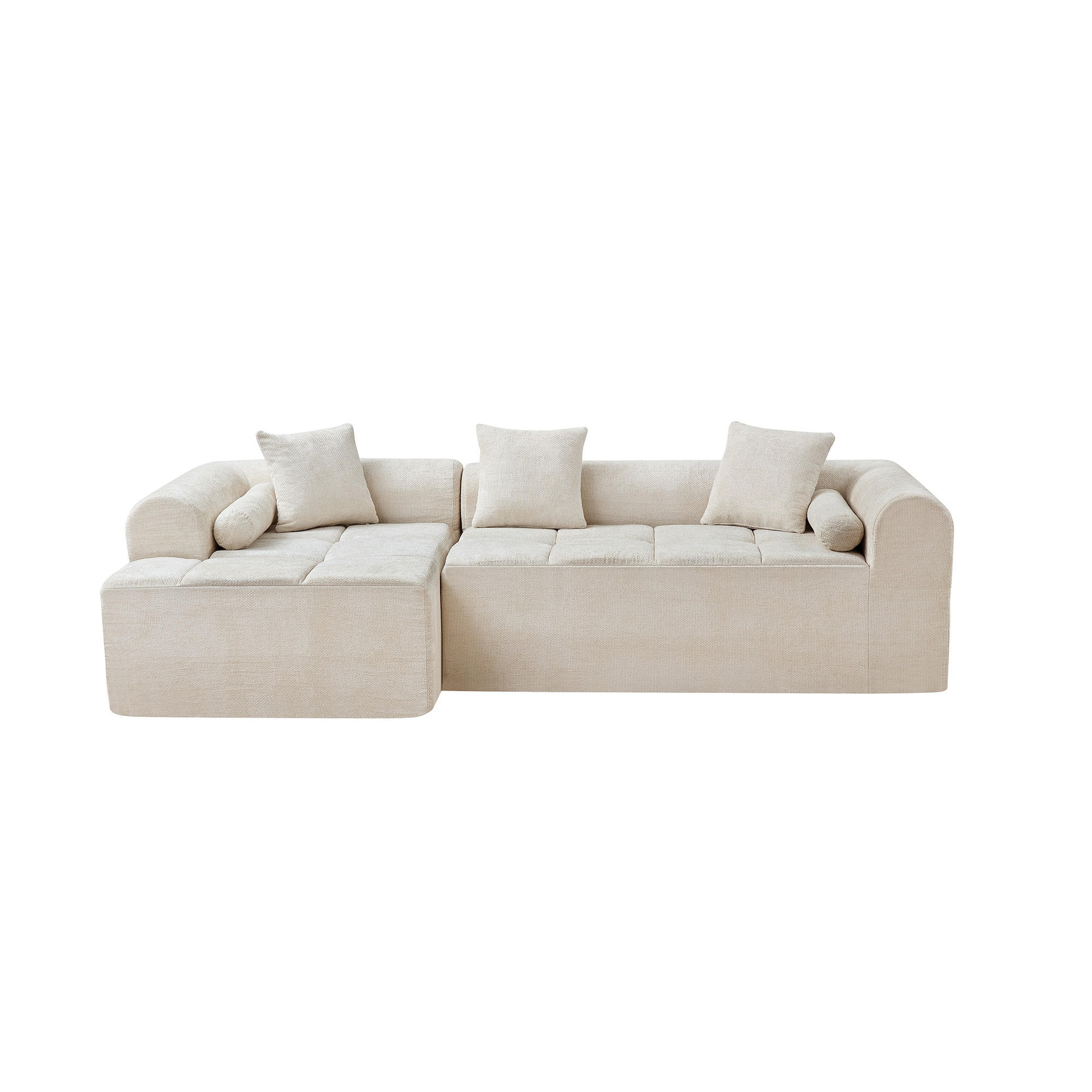 ECKSOFA 263/132.5/68 cm Beige Chenille - Beige, Textil (263/132.5cm) - Oxeza
