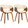 STUHL 2er Set Holz Creme - Walnussfarben/Creme, Holz/Textil (60/75/55cm) - CLP