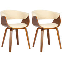 STUHL 2er Set Holz Creme - Walnussfarben/Creme, Holz/Textil (60/75/55cm) - CLP