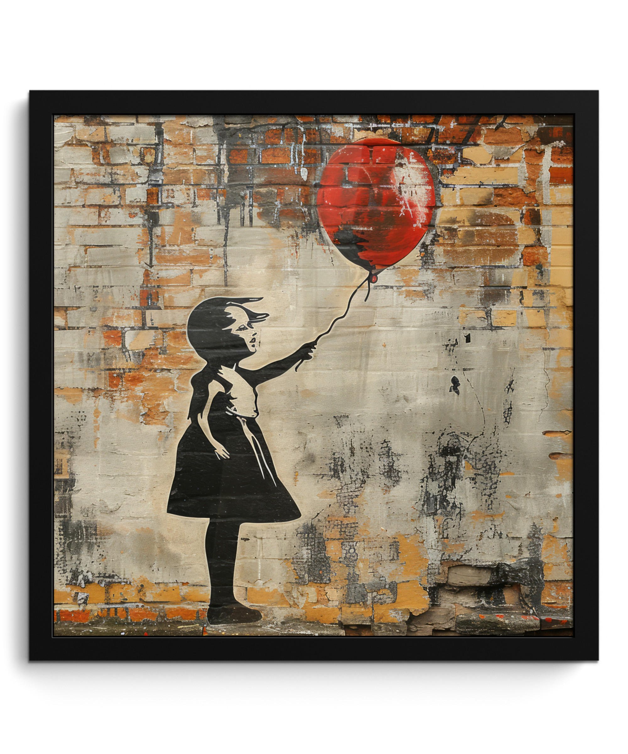 ZARÁMOVANÝ PLAGÁT Graffiti - Banksy - Dievča - Street art 40x40 cm - piesková, papier (40/40cm) - MuchoWow