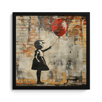 ZARÁMOVANÝ PLAGÁT Graffiti - Banksy - Dievča - Street art 40x40 cm - piesková, papier (40/40cm) - MuchoWow