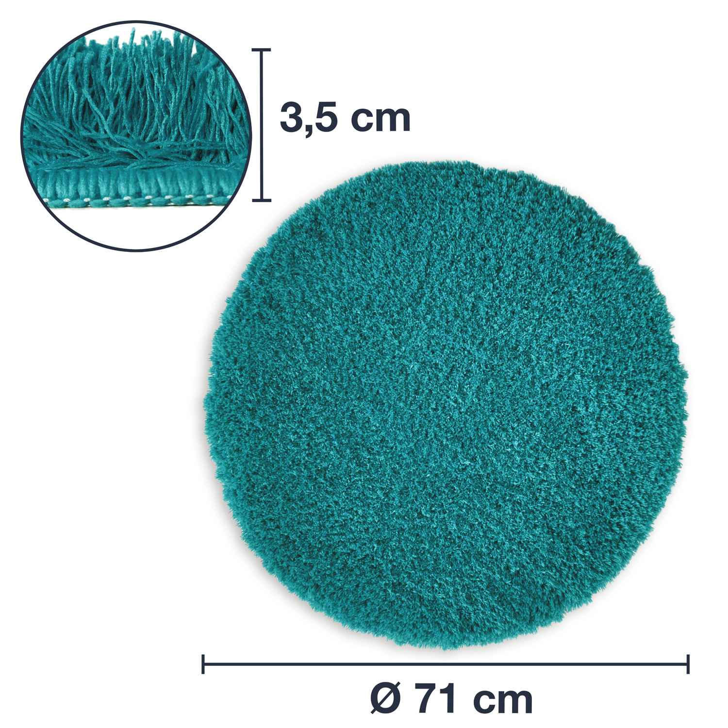 HOCHFLOR BADEMATTEN MALMÖ - Petrol, Textil (71/71cm) - WohnDirect