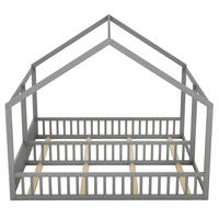 EINZELBETT 90/200 cm Grau, im Hausdesign, 2-in-1-Bett für Kinder und Jugendliche - Grau, Holz