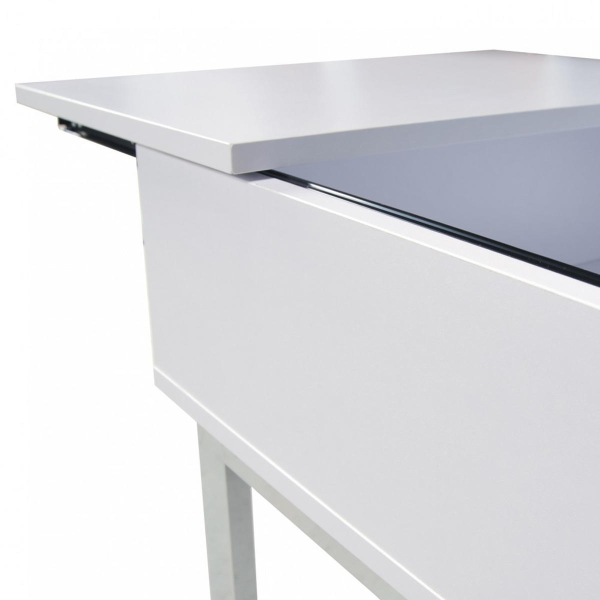 COUCHTISCH FLOWER/ 110x55cm - Weiß und verchromtes Metall - Weiß, Holzwerkstoff (100/64/63cm) - Weber Industries