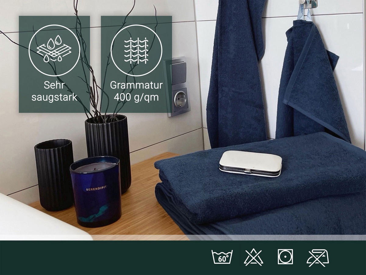 HANDTÜCHER SET, 6er-Set, 50x100 cm + 70x140 cm, 100% Baumwolle, Blau - Dunkelblau, Textil (50/100cm) - Zollner
