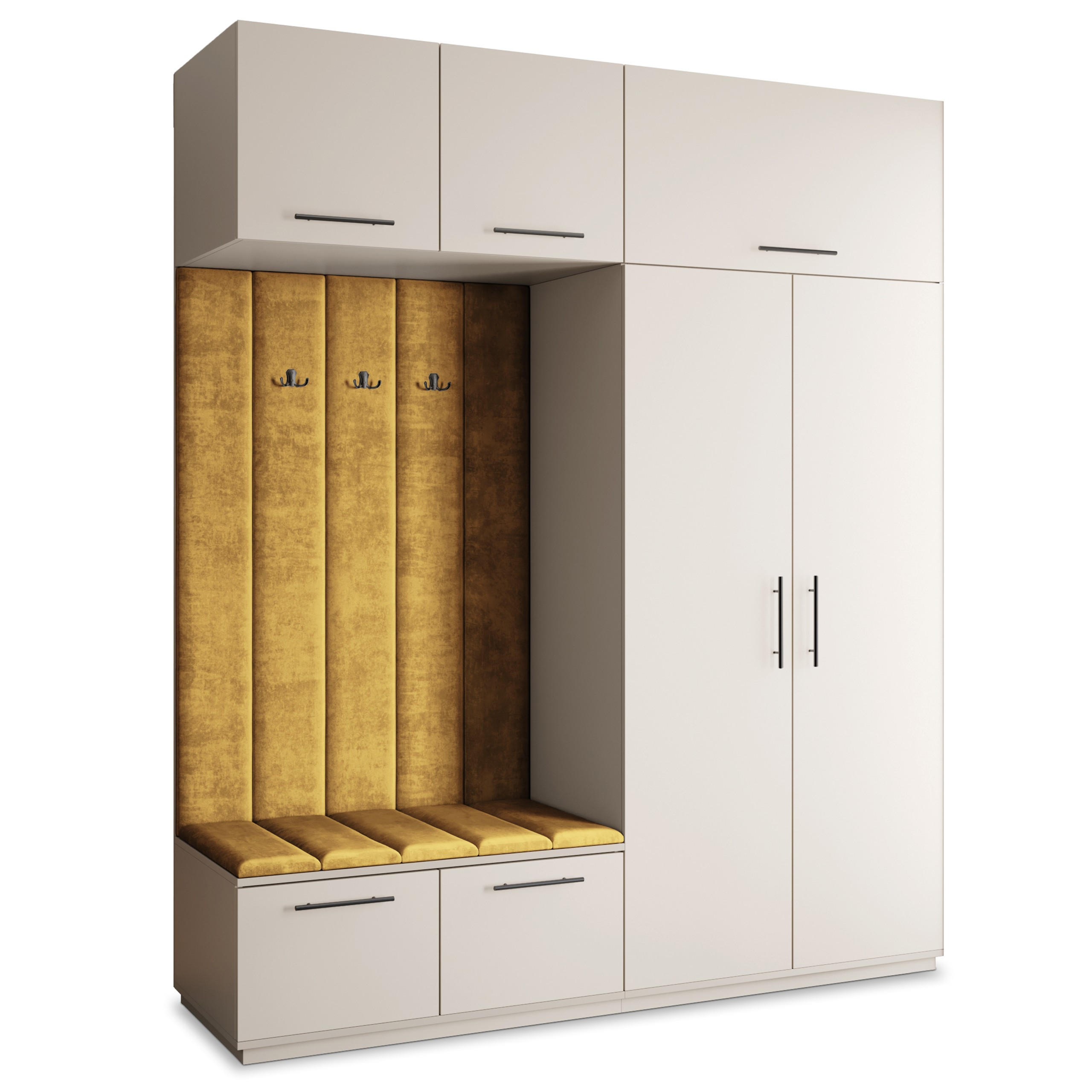 GARDEROBENSCHRANK REMA 200/240/60 cm Modern Garderobe-Set Kaschmir - Kaschmir/Gelb, Holzwerkstoff (200/240/60cm) - MASSENO