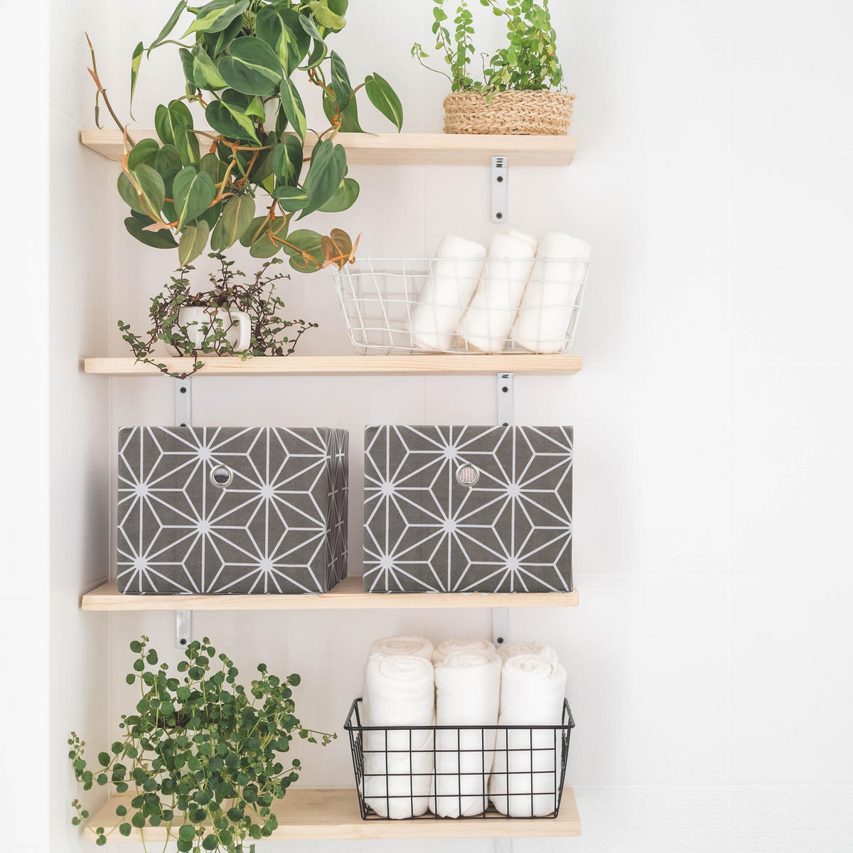 2XAUFBEWAHRUNGSBOX - Grau, Papier/Textil (20/16/25cm) - Relaxdays