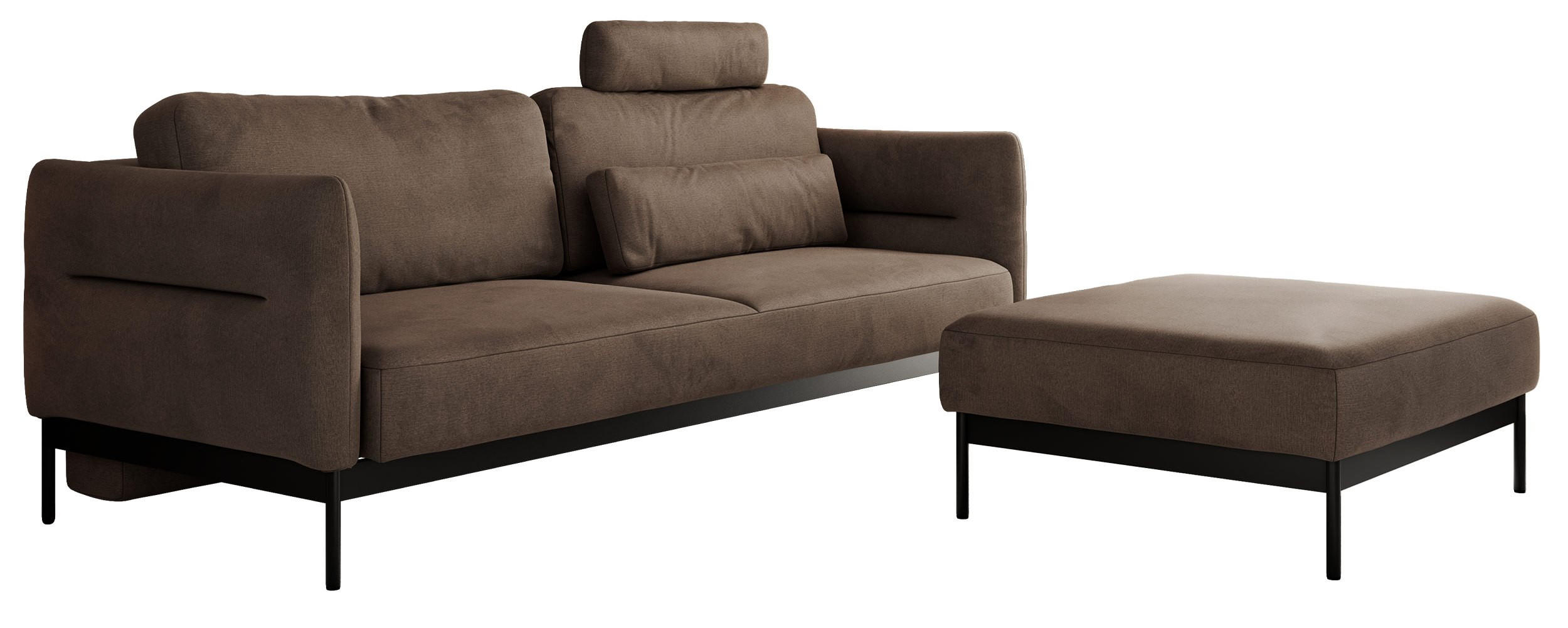 SCHLAFSOFA SALENTO Braun Velvet - Schwarz/Braun, Textil/Metall (221/82/193cm) - MKS