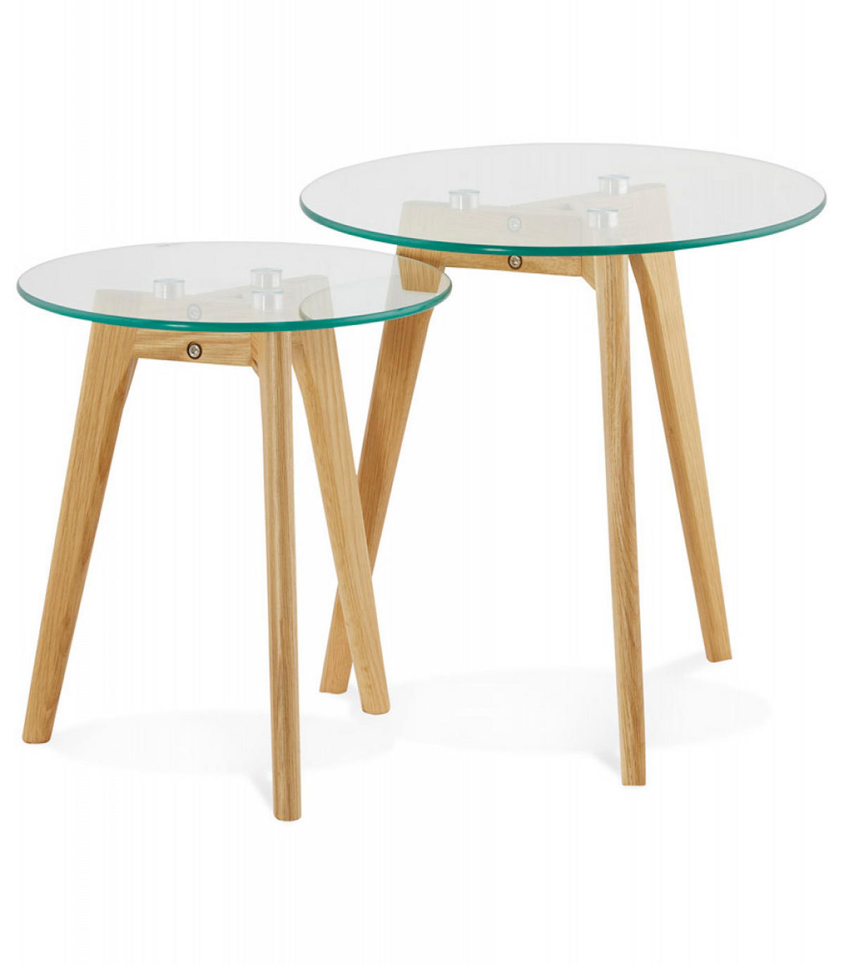 COUCHTISCH Holz Glas Rund Modern Skandinavisches Design Kompakt 80x80x45cm - Eichefarben/Transparent, Glas/Eichenholz (50/50/45cm) - KADIMA DESIGN