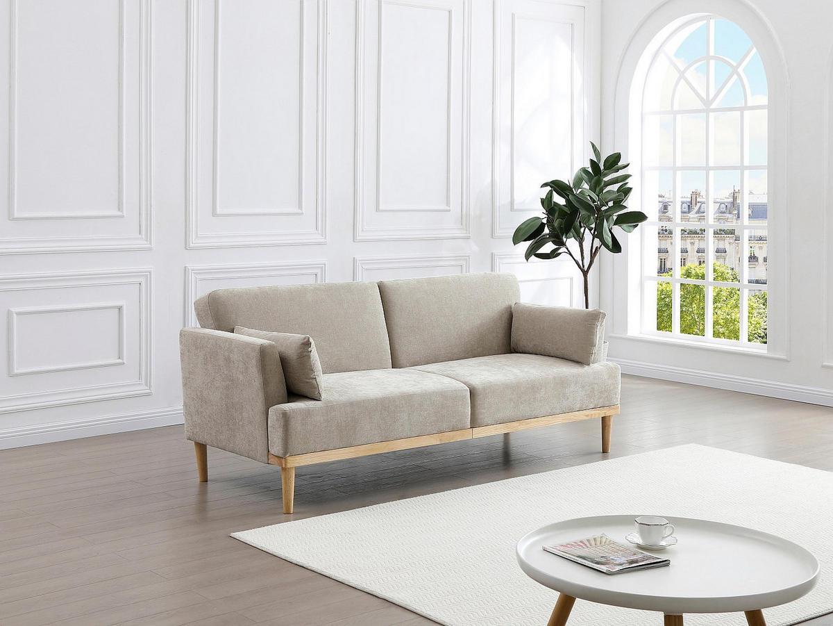 SOFA 3‑Sitzer mit Clic‑Clac-Funktion – Stoff – Beige – AMBRILO - Beige, Textil (213/88/85cm) - Vente-Unique