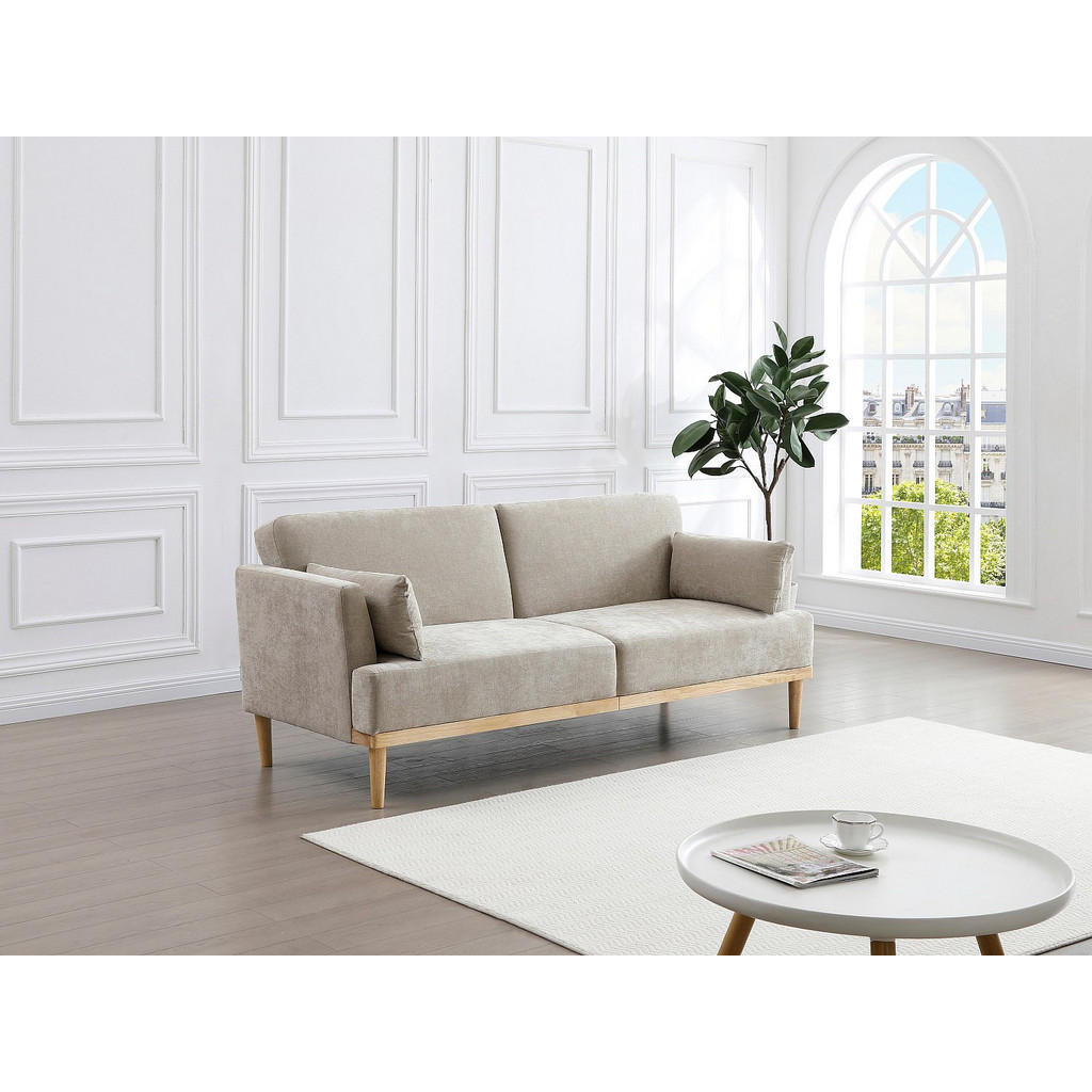 Thumbnail - Vente-Unique Sofa, Beige, Textil, Uni, 3-Sitzer, 213x88x85 cm, Wohnzimmer, Sofas & Couches, Schlafsofas