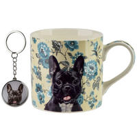 KUBEK NOYA, porcelán, 380 ml, 9 x 13 x 9 cm, buldog francouzský - zelená barva, keramika (0.38L) - Mondex