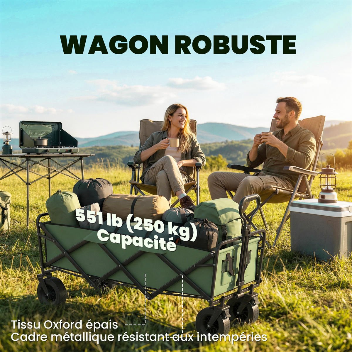 GARTENWAGEN DE-18773 130L mit All-Terrain-Rädern & Bremsen Grün - Grün, Metall (56/100/133cm) - ComfortXL