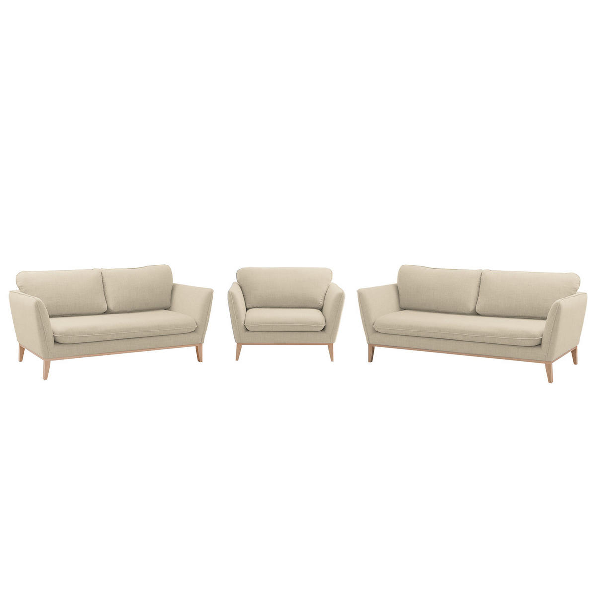 POLSTERGARNITUR - 3-2-1, Webstoff - Beige, Textil (1/1/1cm) - home24