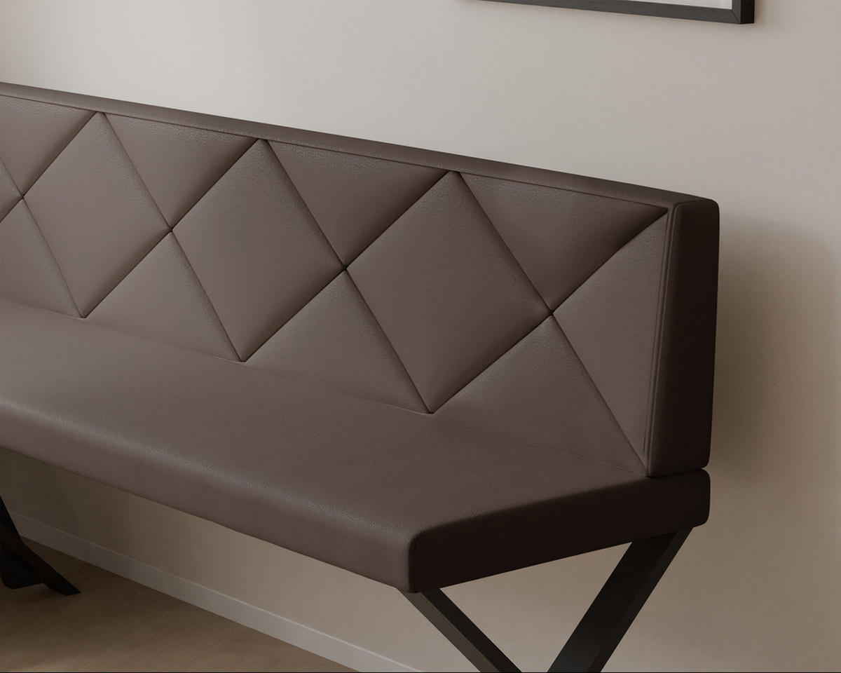 ECKBANK links VERO X Kunstleder gesteppt, 128/168 cm Braun - Braun, Kunststoff/Textil (128/168cm) - Idohome
