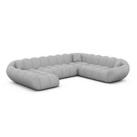 WOHNLANDSCHAFT Liva Hellgrau Kunstleder U-Form XXL Links - Hellgrau, Kunststoff (323/70/258cm) - VAROYAL