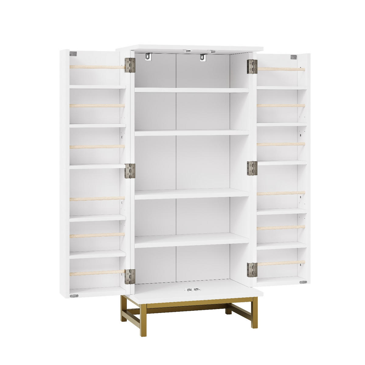 KÜCHENSCHRANK 60/130/40 cm, Holzwerkstoff, weiß gold, VERSTELLBARE EINLEGEBÖDEN, Vorratsschrank für kleine Räume im Esszimmer - Weiß, Holzwerkstoff (40/130/60cm) - Rolipo