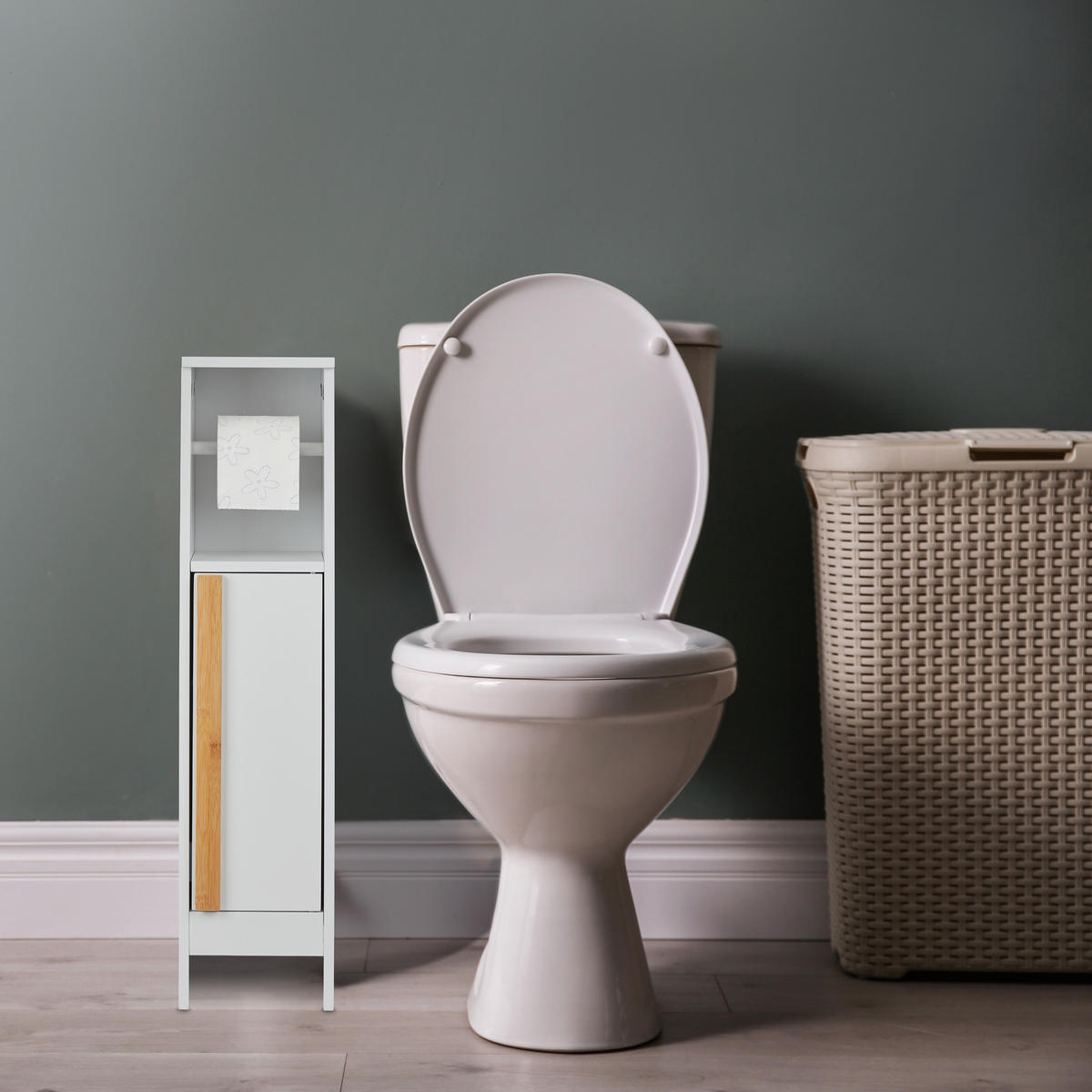 TOILETTENROLLENHALTER - Weiß, Holz/Holzwerkstoff (18.5/75.5/18.5cm) - Relaxdays