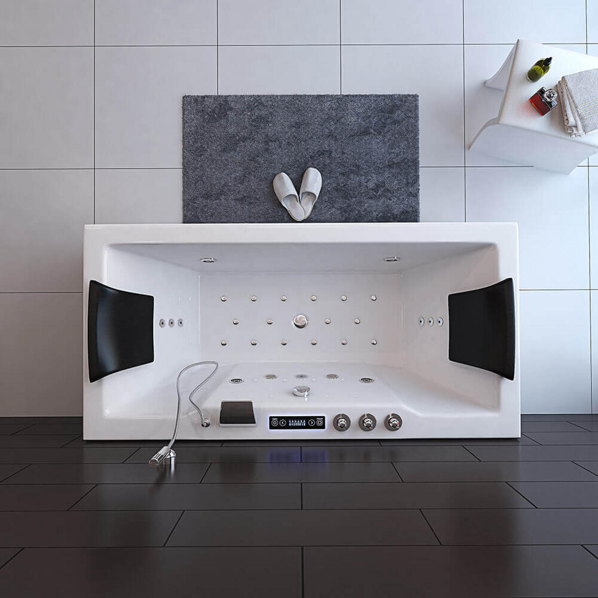 WHIRLPOOL Badewanne mit Lichttherapie LAGUNA PURE M - 180 x 90 cm - Weiß, Keramik (180/55/90cm) - Home Deluxe