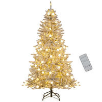 WEIHNACHTSBAUM mit Beleuchtung und Schnee Fernbedienung und Timer 180 cm weiß - Weiß, Metall (180cm) - COSTWAY
